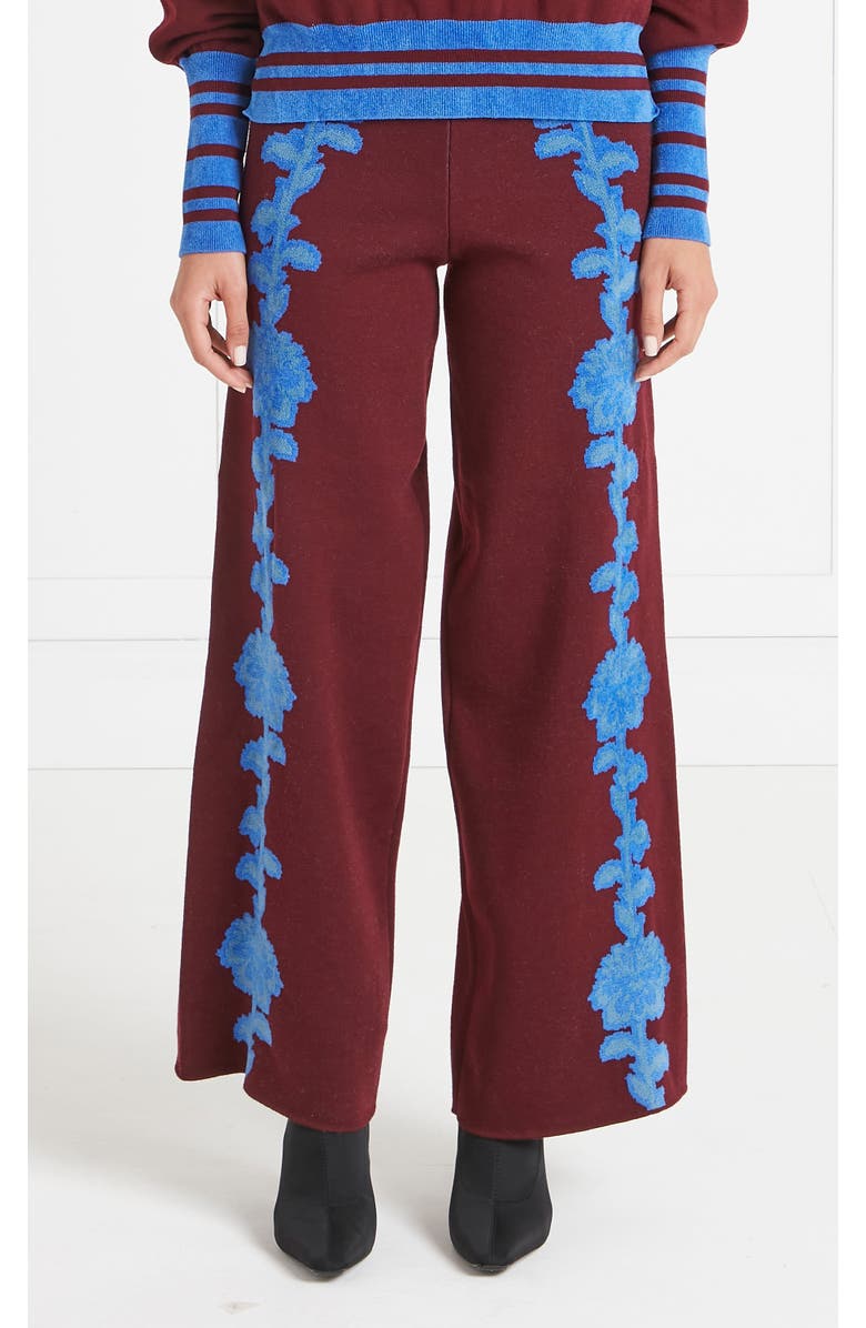 Temperley London Floral Knit Trousers, Main, color, Dark Amethyst