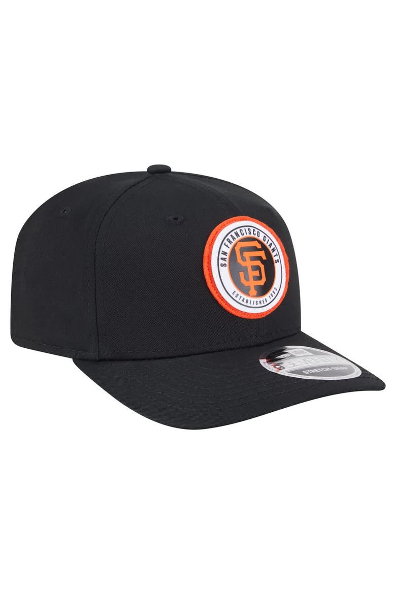 Men's New Era Black San Francisco Giants Circle Patch 9SEVENTY Stretch-Snap Hat, Alternate, color, Black