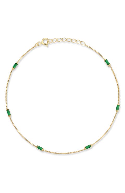 Cubic Zirconia Baguette Anklet