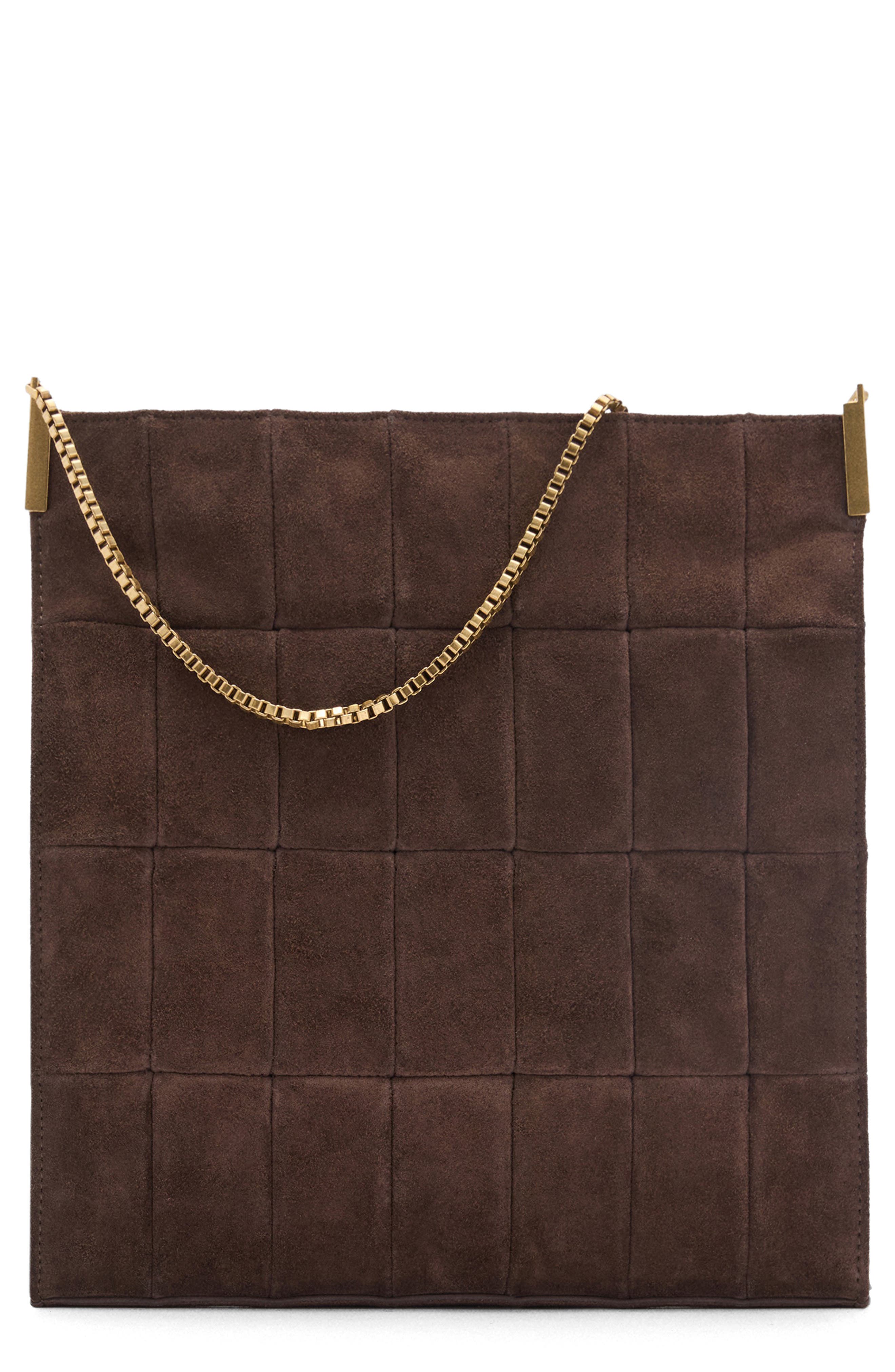 MANGO Quilted Suede Shoulder Bag, Main, color, 