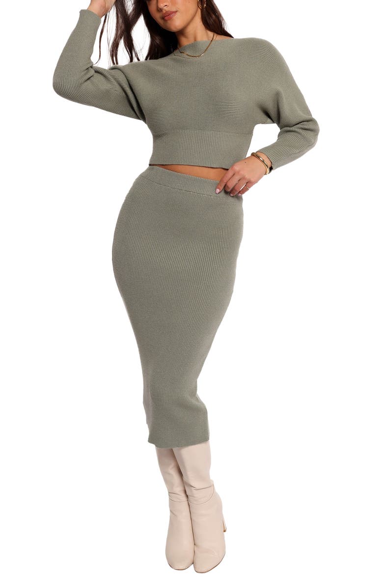 Petal & Pup Serena Long Sleeve Crop Sweater & Skirt Set, Main, color, 