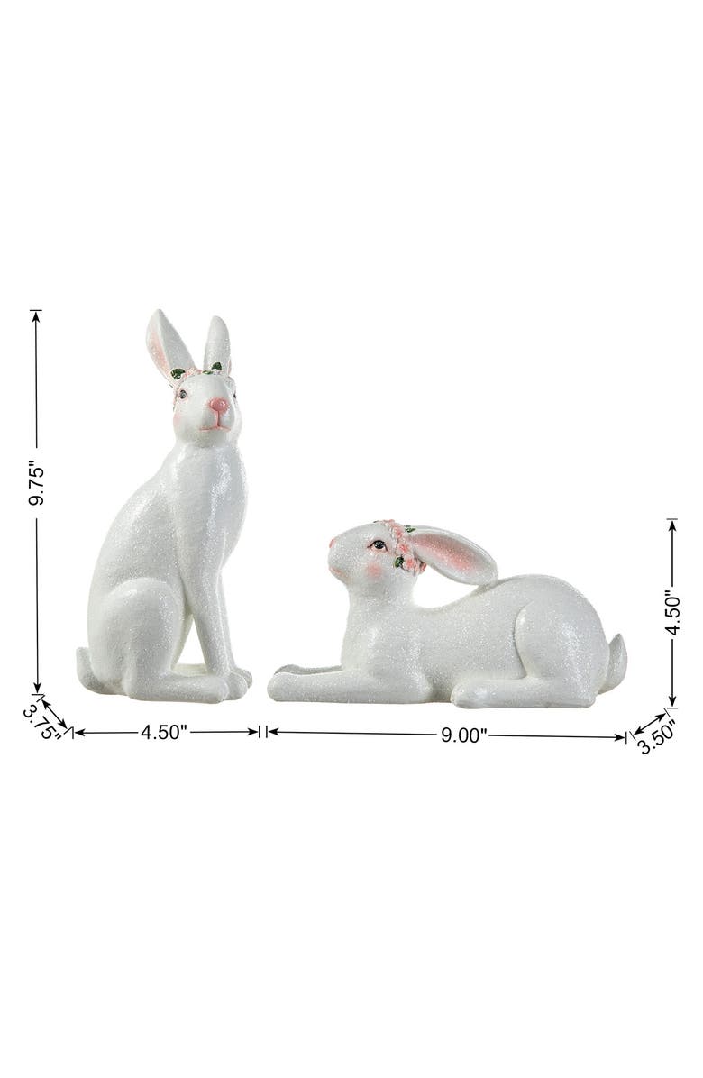 Glitzhome Set of 2 Easter Resin Bunny Table Decor, Alternate, color, White