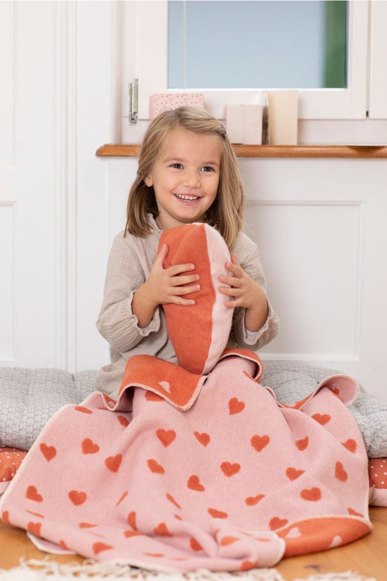 Carla Hearts Allover Baby Blanket, Alternate, color, Rosé