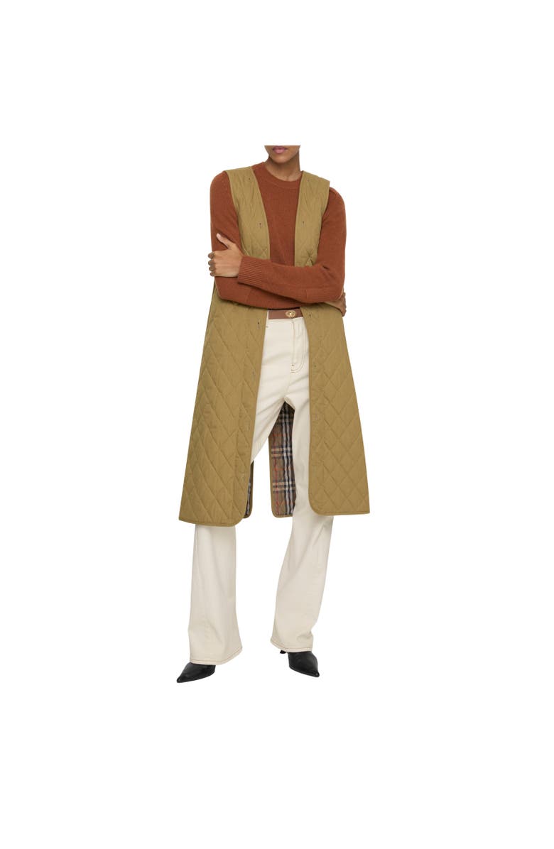 Burberry Long Canvas Fitzrovia Trench Coat with Warmer, Alternate, color, Lignum Brown