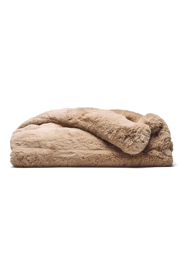 Channel Cuddle Faux Fur Throw Blanket, Main, color, BRANDY
