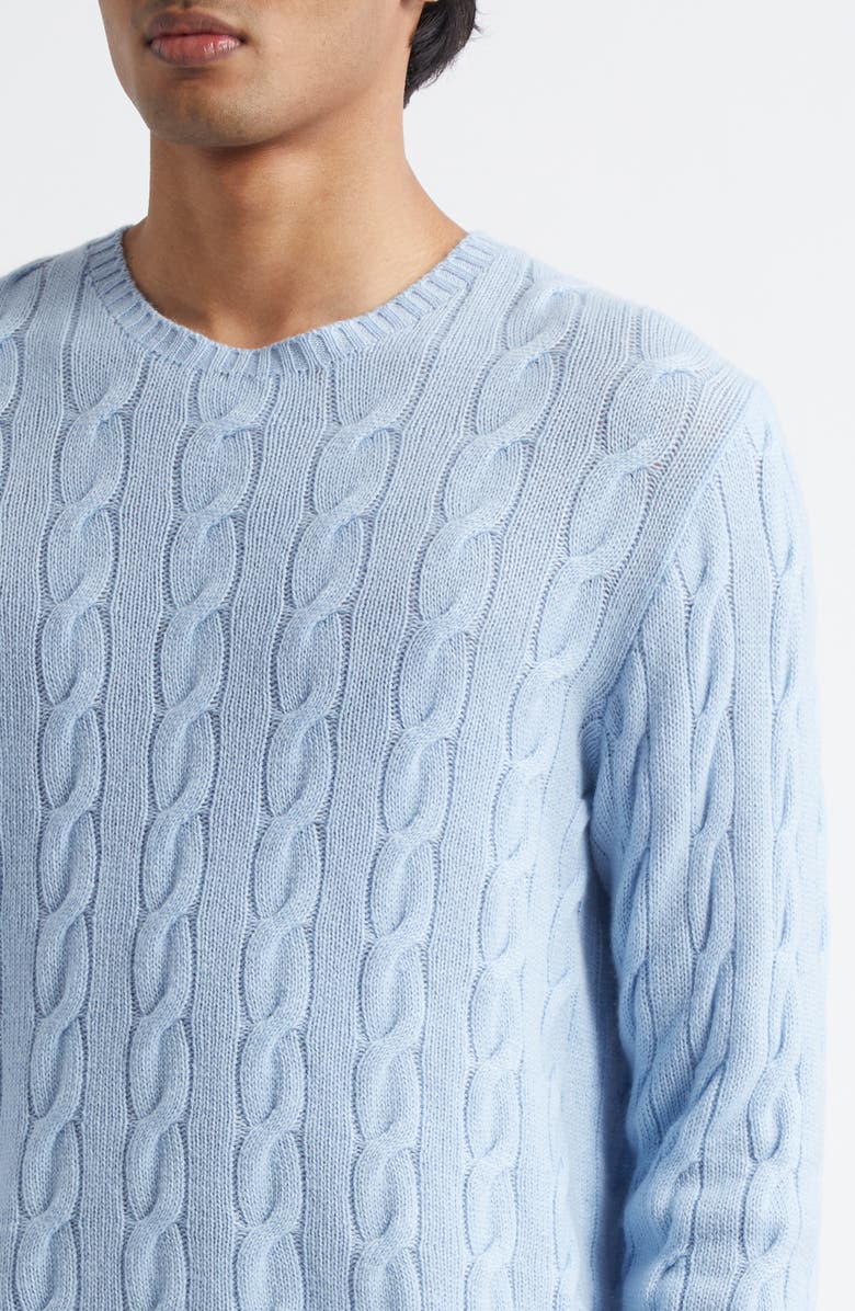 Ralph Lauren Purple Label Cable Stitch Cashmere Crewneck Sweater, Alternate, color, Chambray Blue