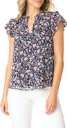 GIBSONLOOK Print Flutter Sleeve Top