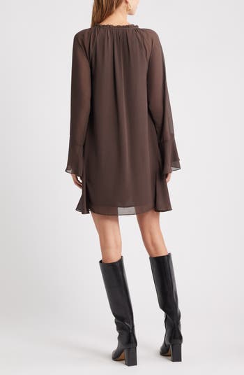 Ruffle Chiffon Shift Dress
