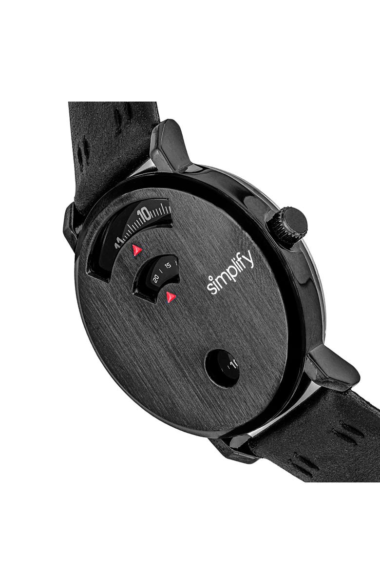 SIMPLIFY The 7000 Leather-Band Watch, Alternate, color, Black