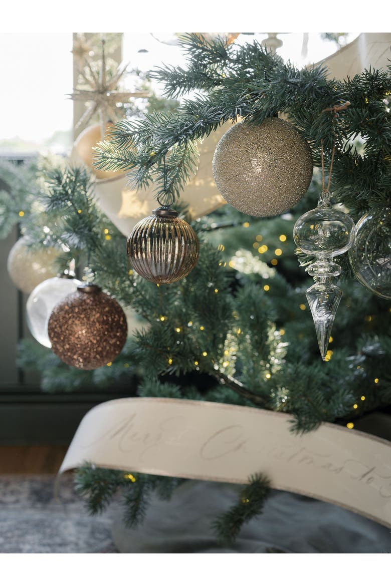 Assorted Neutral Palette Glass Finial Ornament, Alternate, color, Crème