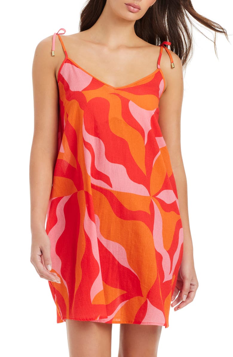 Sanctuary Abstract Print Cotton Cover-Up Dress, Main, color, 