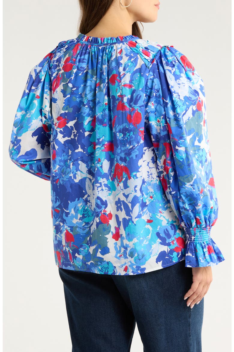 Canvas Floral Print Shirt, Alternate, color, CREAM-BLUE
