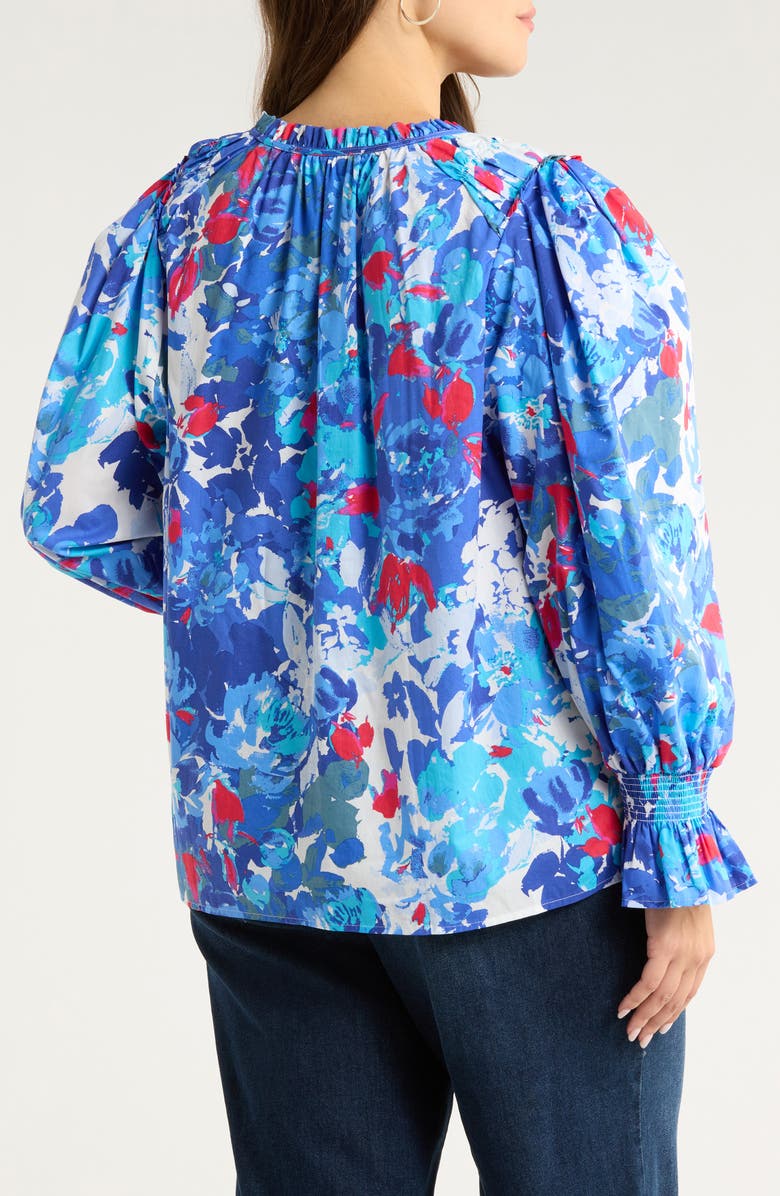 SUGARLIPS Canvas Floral Print Shirt, Alternate, color, Cream-Blue