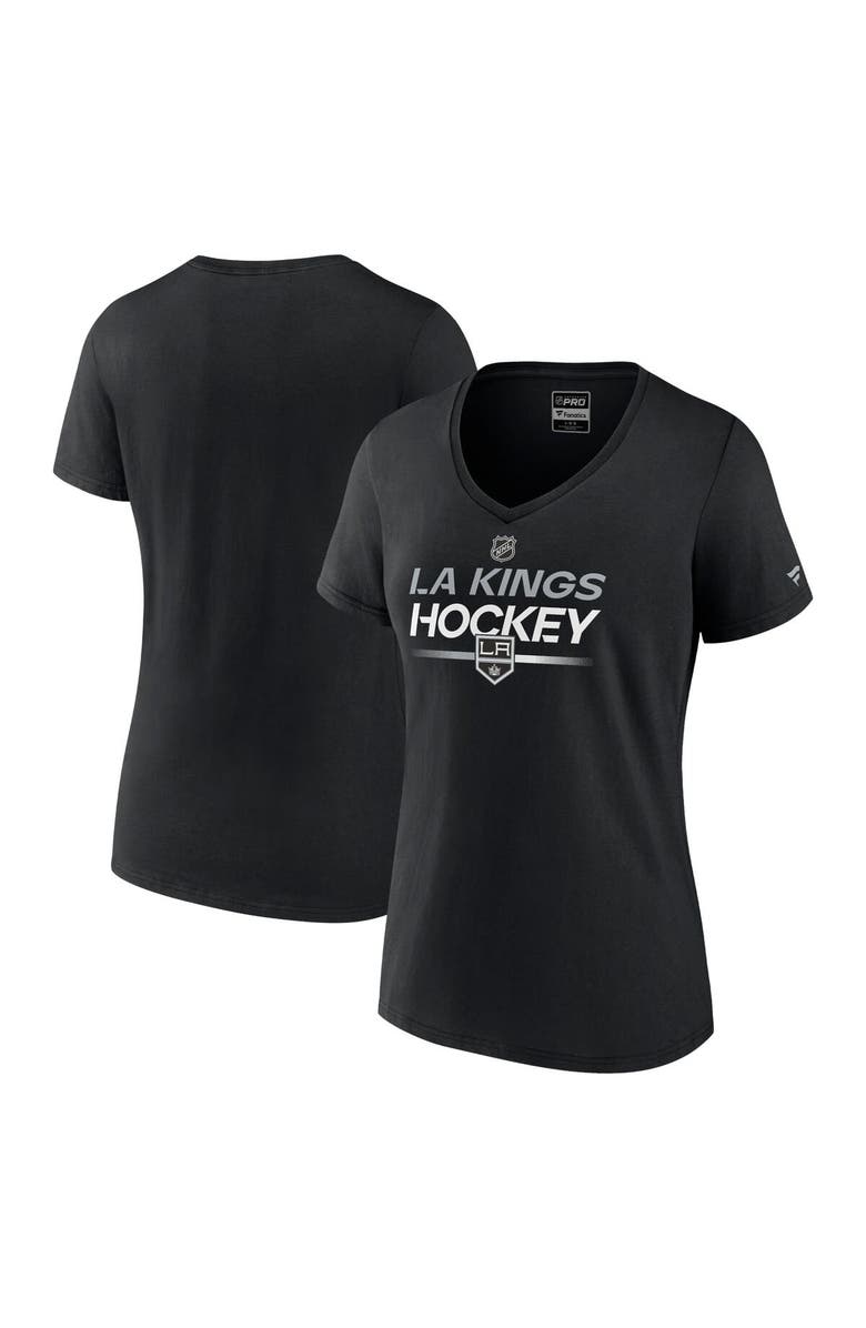 FANATICS Women's Fanatics Branded  Black Los Angeles Kings Authentic Pro V-Neck T-Shirt, Alternate, color, 