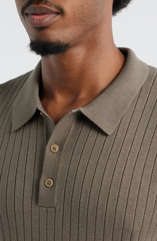 Open Edit Rib Polo Sweater In Brown