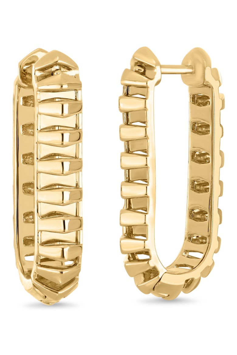 14K Gold Caged Elongated Hoop Earrings, Main, color, 14K YELLOW GOLD