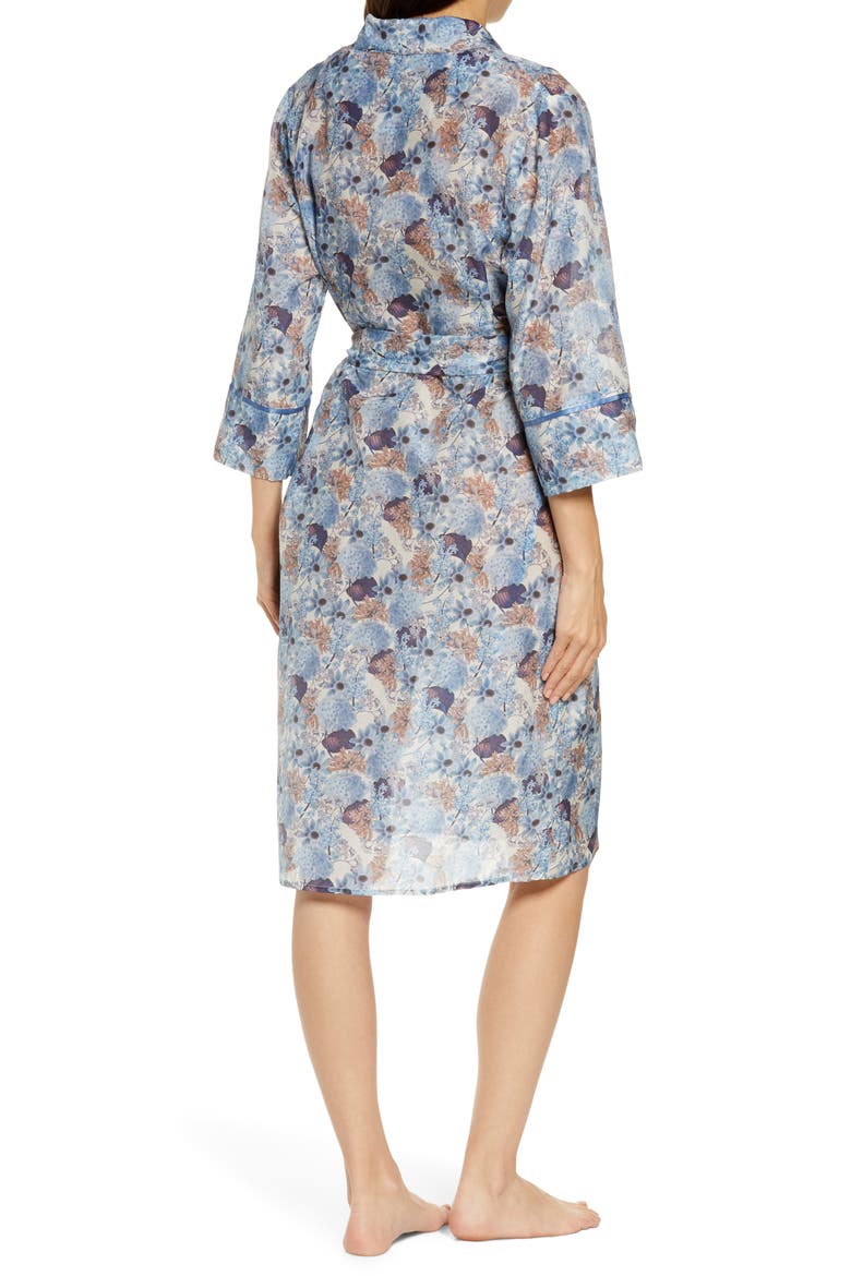 Paloma Floral Cotton & Silk Robe, Alternate, color, BLUE