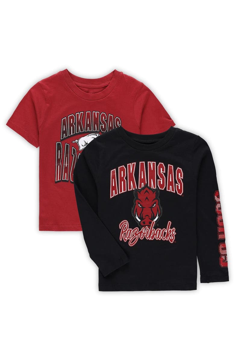 Outerstuff Preschool Black/Cardinal Arkansas Razorbacks Game Day T-Shirt Combo Pack, Main, color, 
