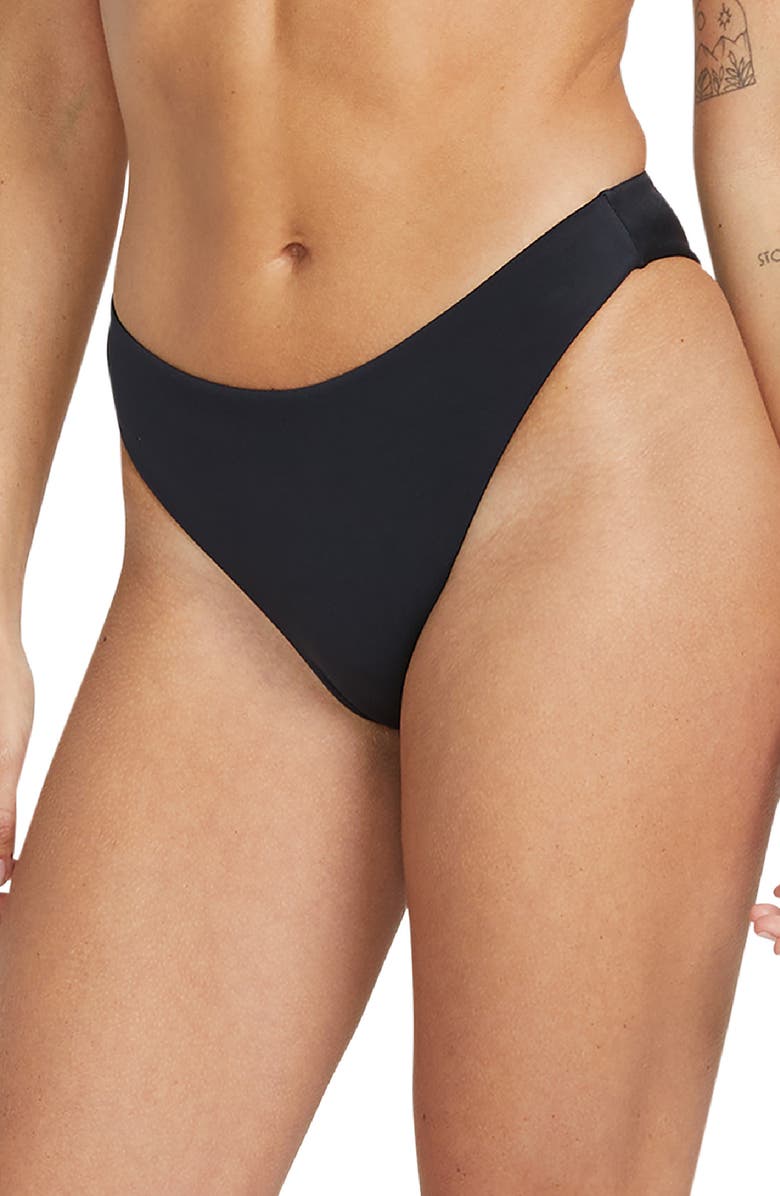 Volcom Simply Seamless Bikini Bottoms, Alternate, color, Black