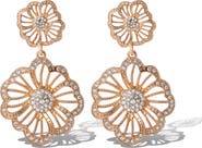 Jessica Simpson Clear Pave Crystal Flower Dangle Earrings