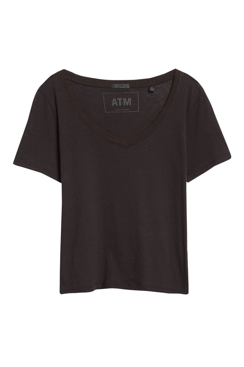 V-Neck Cotton Jersey T-Shirt, Alternate, color, BLACK