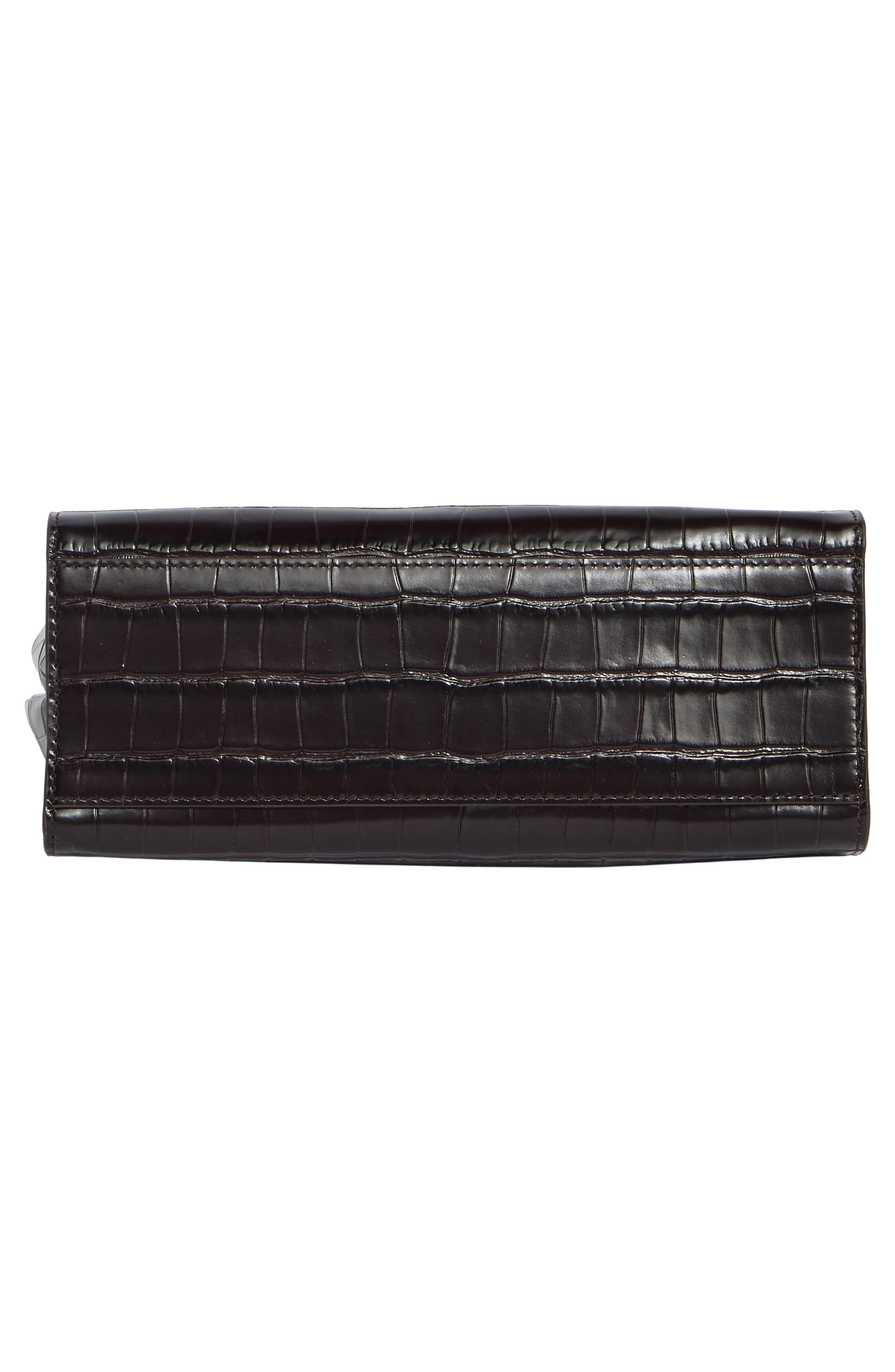 Zella Croc Embossed Leather Shoulder Bag, Alternate, color, EBONY