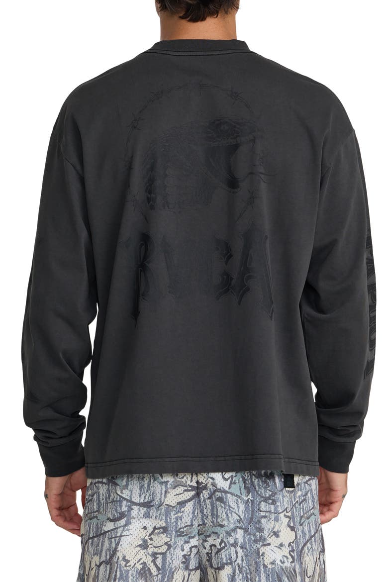 x Tapout Long Sleeve Heavyweight Cotton Jersey Graphic T-Shirt, Alternate, color, BLACK