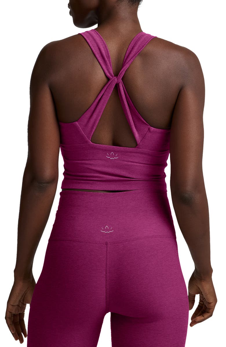 Beyond Yoga Twist Through Crop Tank, Alternate, color, Magenta Heather