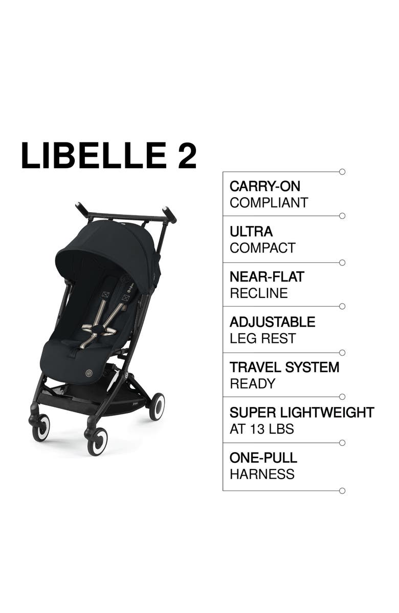 CYBEX Libelle 2 Ultracompact Lightweight Travel Stroller, Alternate, color, Magic Black