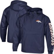 Champion Men's Champion Navy Denver Broncos Packable Hooded Windbreaker Half-Zip Jacket