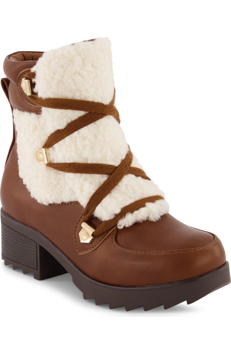 Kenneth Cole Kids' Terri Faux Shearling Hiker Boot, Main, color, Cognac
