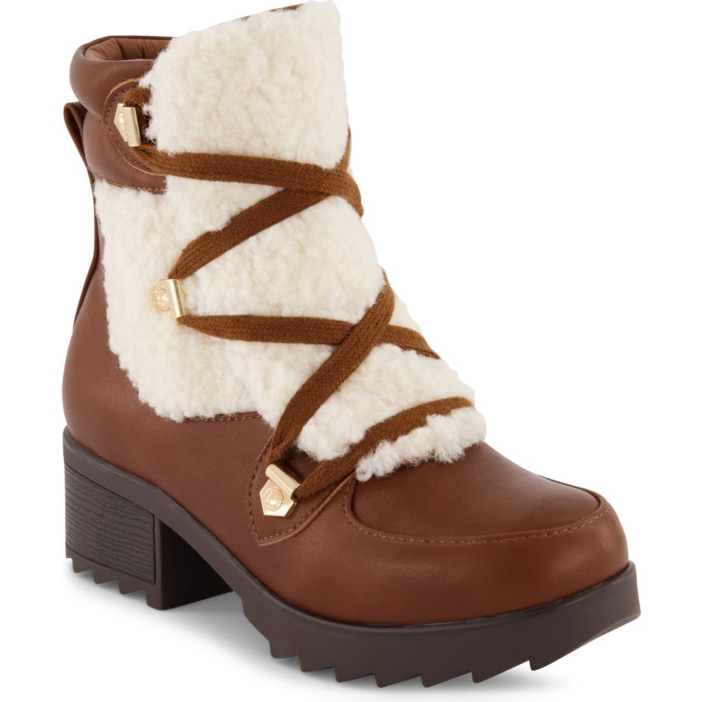 Kenneth Cole Kids' Terri Faux Shearling Hiker Boot In Brown