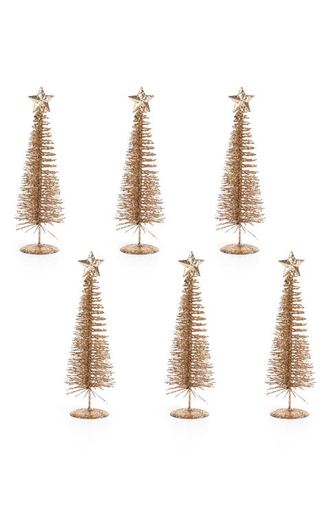 Treasure Mountain Set of 6 Ten-Inch Gold Tree Decorations