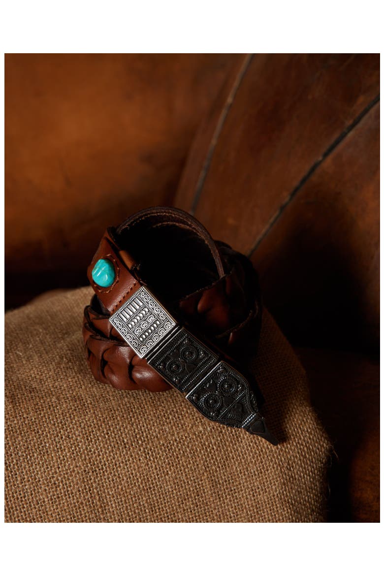 Tess Woven Leather Belt, Alternate, color, BROWN