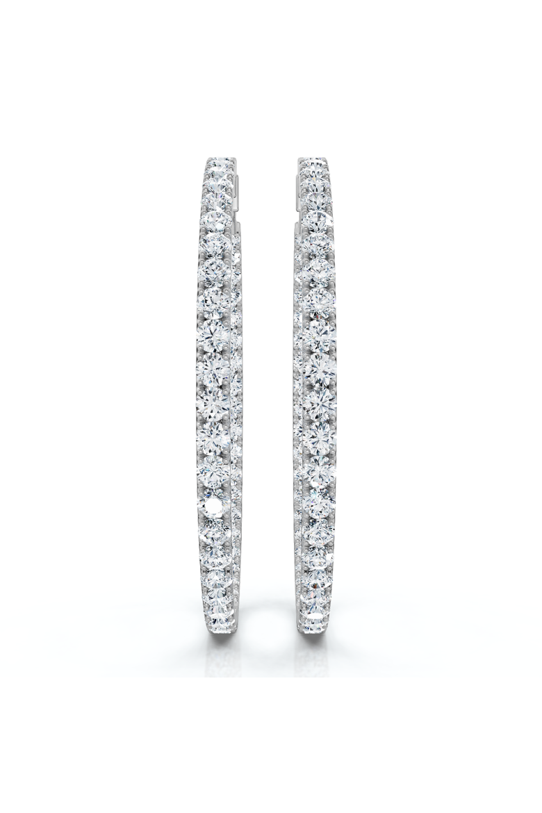 8.00CT 2" Diamond Inside Outside Hoops 14k Gold Lab Grown, Alternate, color, 14k White Gold