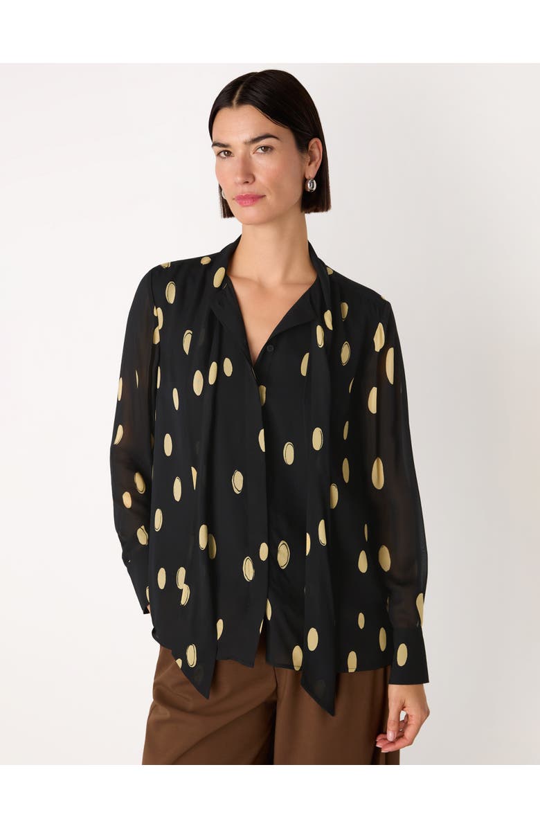 Whistles Oval Spot Frill Blouse, Main, color, Black/Multi