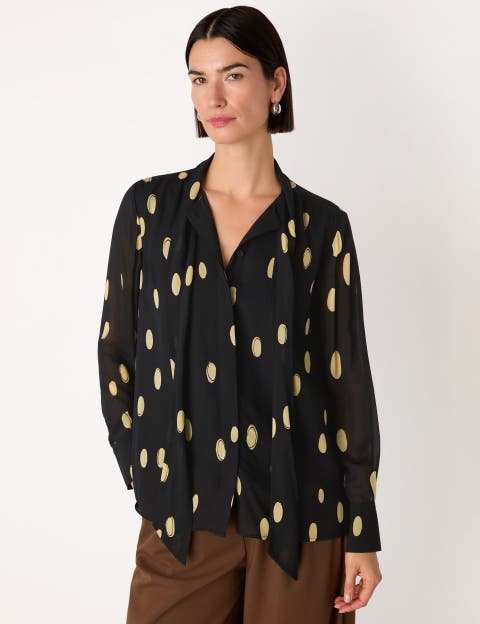 Oval Spot Frill Blouse