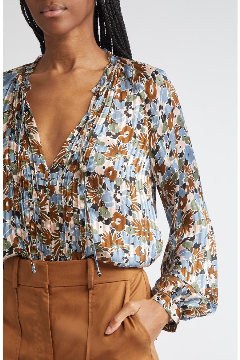 Linds Pleated Silk Top, Alternate, color, LAKE MIST MULTI