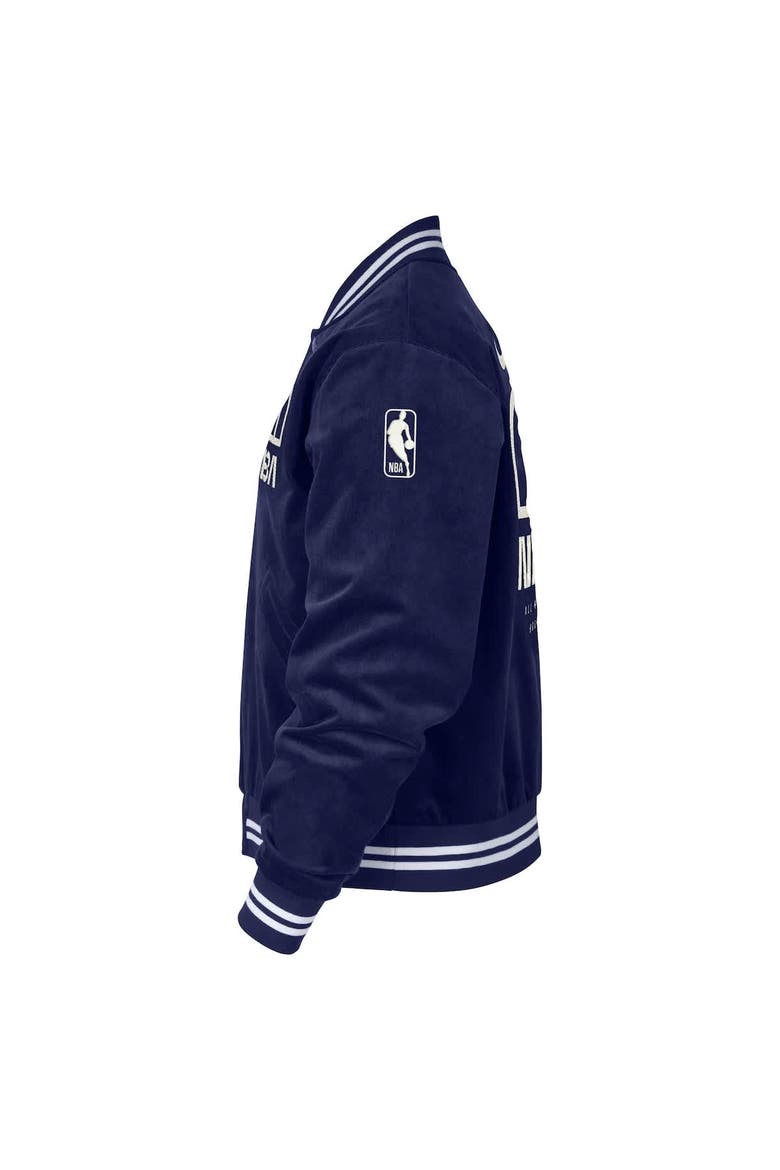 Men's Nike Blue NBA All World Hoops Team 31 Trend Corduroy Full-Snap Bomber Jacket, Alternate, color, Blue