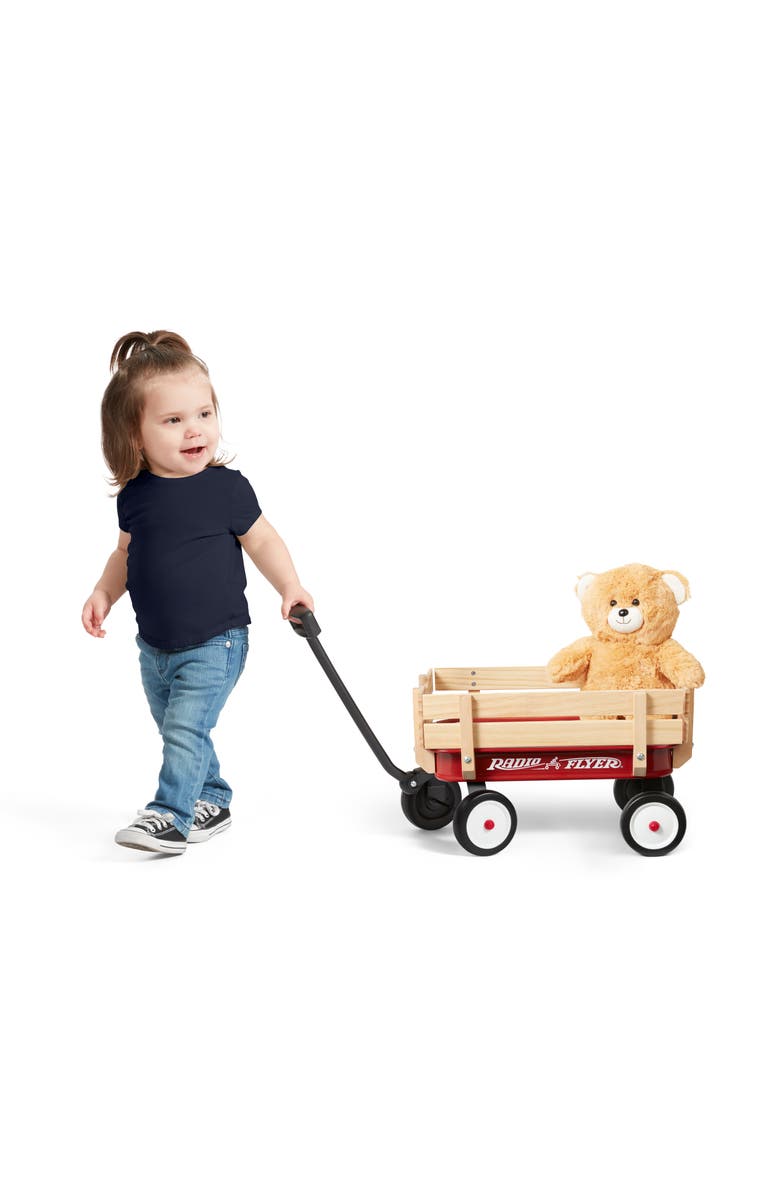 Radio Flyer My 1st Steel & Wood Wagon with Teddy Bear, Alternate, color, Red