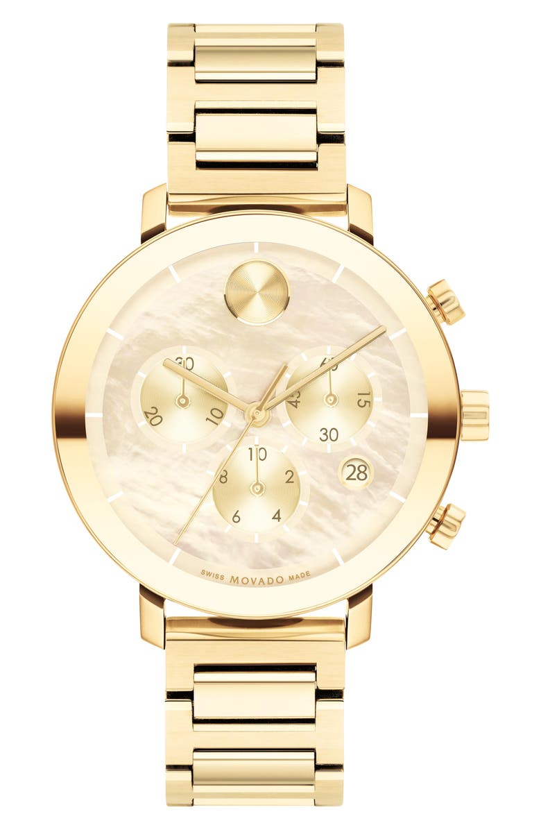 Movado Bold Evolution Chronograph Bracelet Watch, 38mm, Main, color, Gold