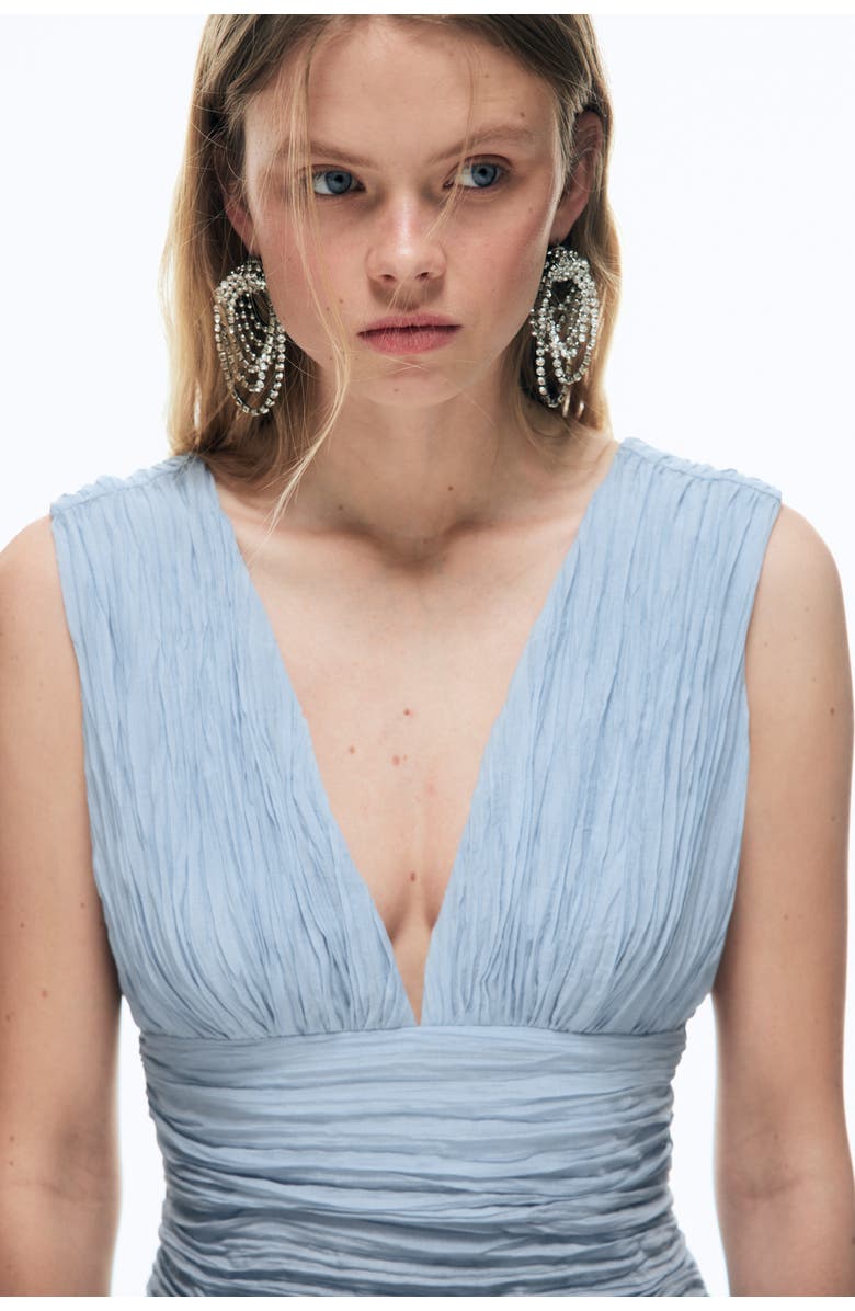 H&M Crinkled Sleeveless Dress, Alternate, color, Light Dusty Blue