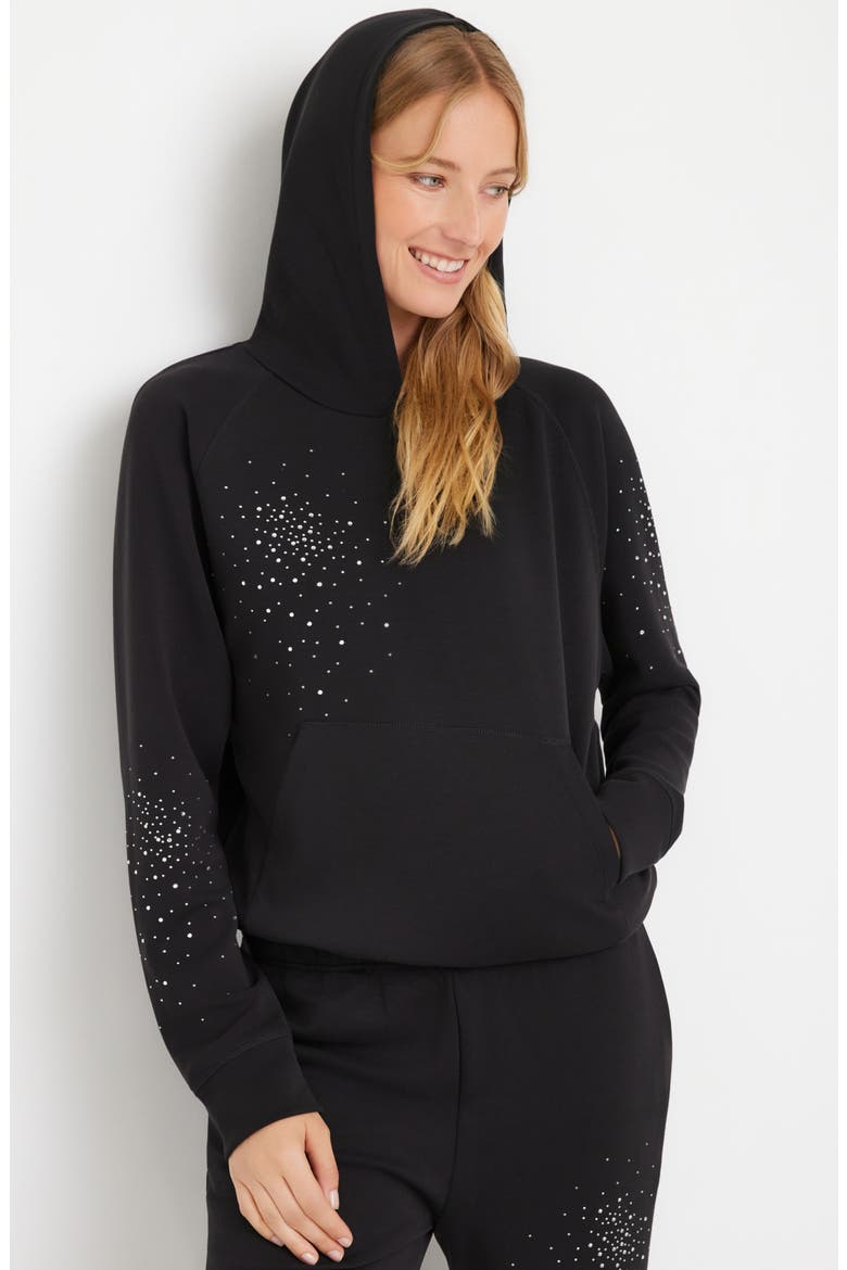 Rhinestone Embellished Hoodie, Alternate, color, BLACK