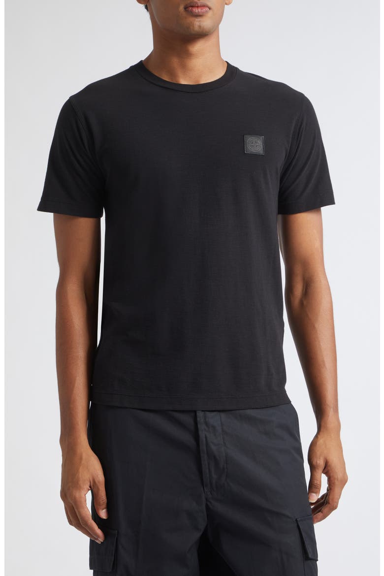 Compass Logo Patch Cotton T-Shirt, Main, color, V0029 BLACK