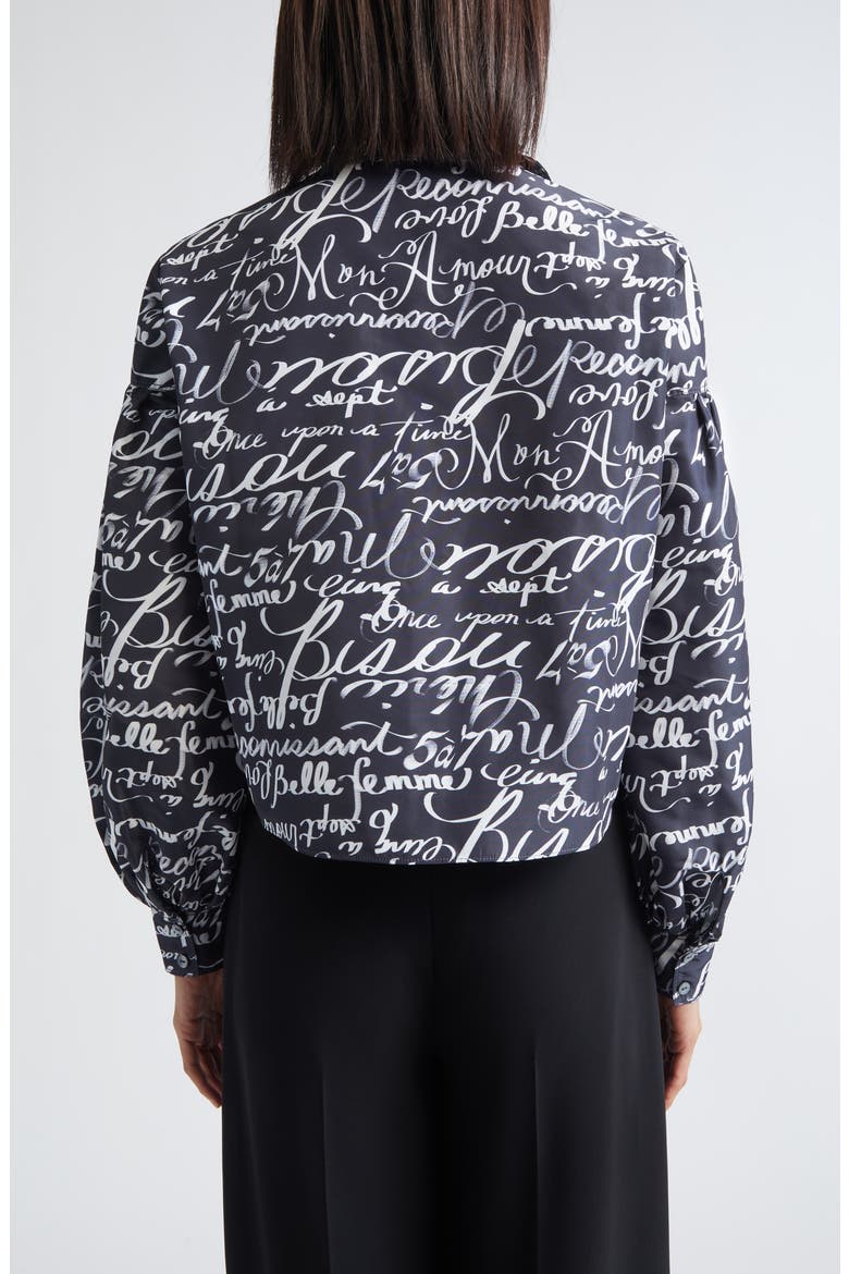 Marceline Love Journal Print Long Sleeve Button-Up Shirt, Alternate, color, BLACK/ WHITE