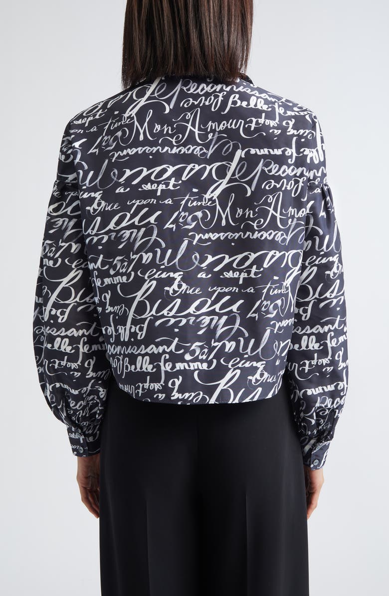 Cinq à Sept Marceline Love Journal Print Long Sleeve Button-Up Shirt, Alternate, color, Black/ White