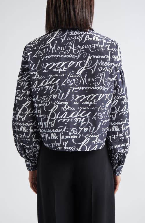 Cinq À Sept Marceline Love Journal Print Long Sleeve Button-up Shirt In Blue