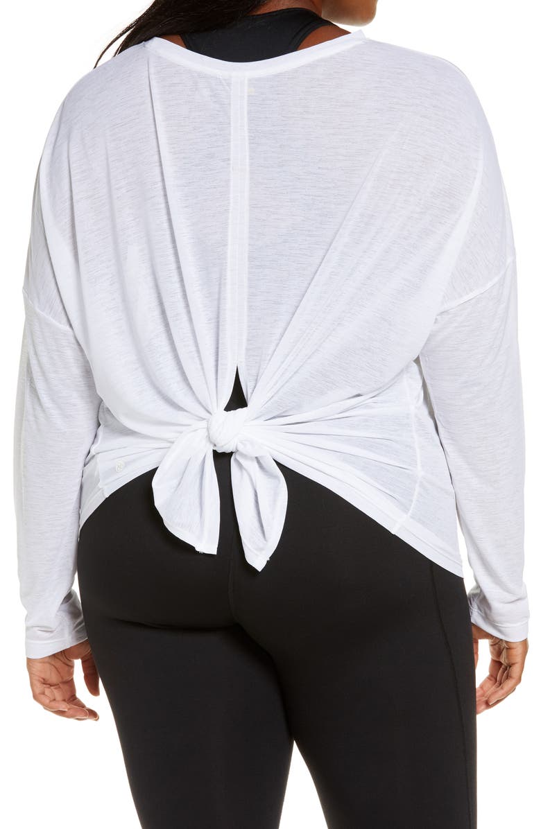 Zella Breezy Tie Back Long Sleeve T-Shirt, Alternate, color, 