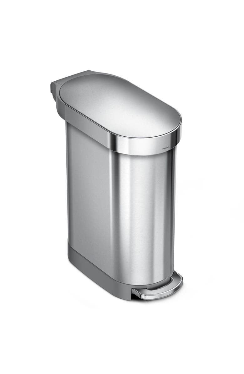 simplehuman 45L slim step can, Main, color, Brushed