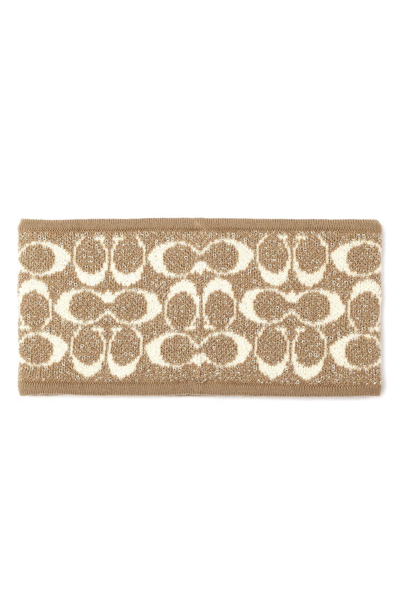 COACH Metallic Signature C Headband, Alternate, color, Grey Birch